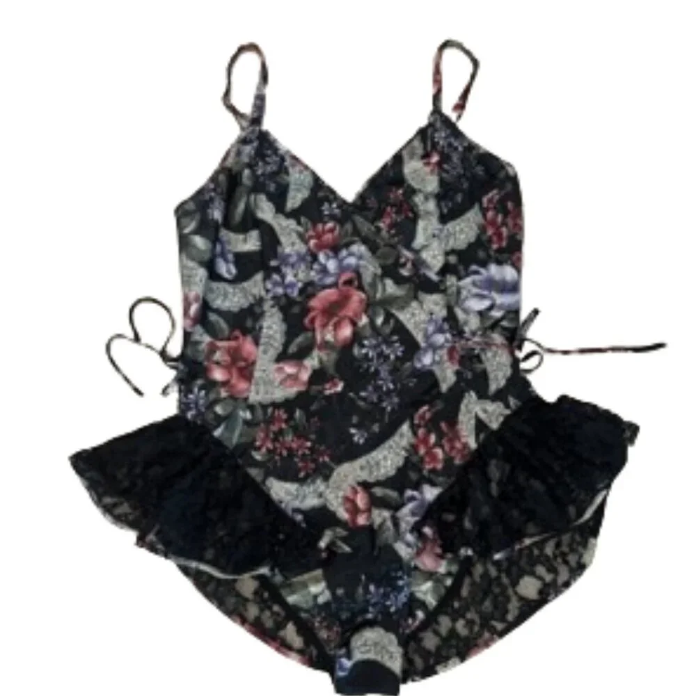 Vintage Victoria’s Secret Gold Label Teddy Romper Lace Floral Satin Dainty Med - Picture 10 of 13